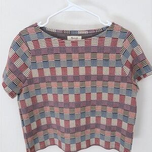 Nwt Madewell Checked Jacquard Setlist Boxy Tee NEW Size S